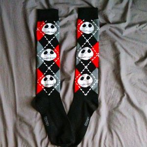 NWOT Knee High Jack Skellington Halloween Socks Goth Nightmare Before Christmas